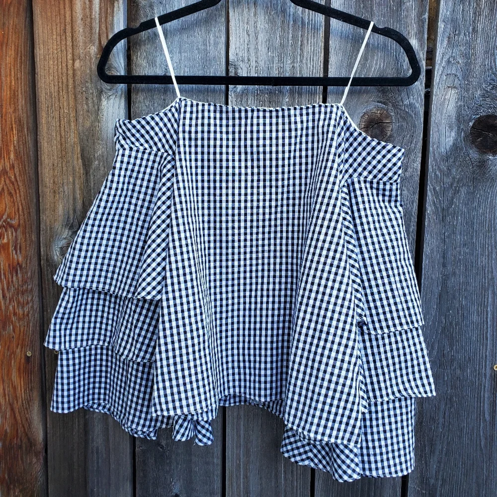 Revolve Endless Rose Gingham Off the Shoulder Top - Picture 1 of 7